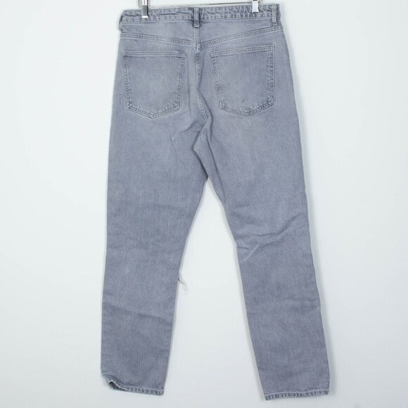 Zara Gray‎ High Rise Straight Leg Distressed Denim Jeans Womens Size 10 - Picture 4 of 5